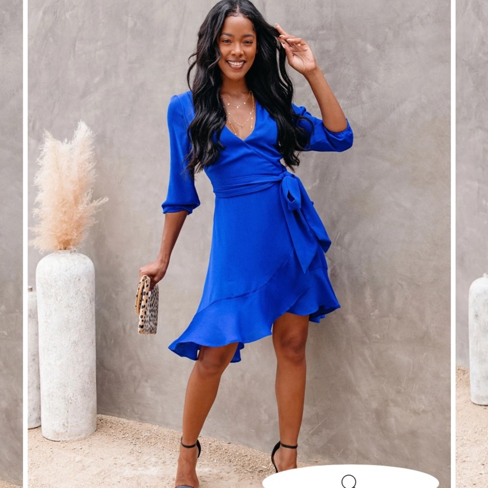 Blue Vici Zola Ruffle Tie Dress- NWT